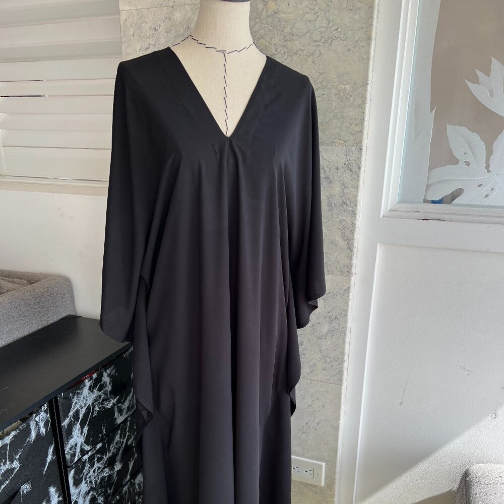 Bohemian Black long kaftan Rayon dress One size - Picture 6 of 7